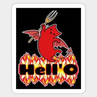 Red cat devil hello Sticker